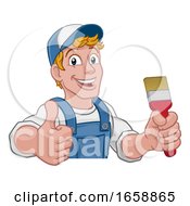 Poster, Art Print Of Painter Decorator Paintbrush Handyman Cartoon Man