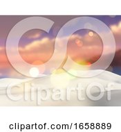 Poster, Art Print Of 3d Sand Looking Out To A Defocussed Tropical Landscape