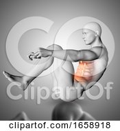 Poster, Art Print Of 3d Male Figure Doing Crunch Exercise With Stomach Muscles Highlighted