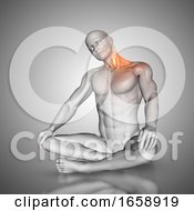 3D Male Figure In Neck Stretch Pose
