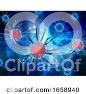Poster, Art Print Of 3d Medical Background With Virus Cells On Dna Strands