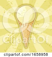 Waffle Ice Cream Cone Over Rays by Any Vector