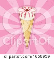 Poster, Art Print Of Waffle Ice Cream Cone Over Rays