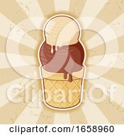 Poster, Art Print Of Ice Cream Cone Over Rays