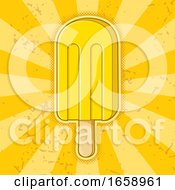 Poster, Art Print Of Lemon Ice Cream Popsicle Over Rays
