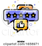 Poster, Art Print Of Icon Of Bubbles With Five Stars And Hand Thumb Up
