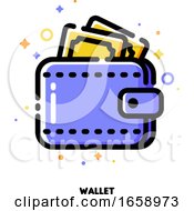 Poster, Art Print Of Icon Of Wallet With Banknotes For Shopping And Retail Concept