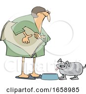 Poster, Art Print Of Cartoon Chubby Woman Feeding Her Dog