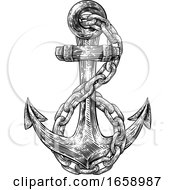 Poster, Art Print Of Anchor From Boat Or Ship Tattoo Drawing
