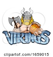 Poster, Art Print Of Viking Basketball Sports Mascot
