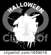 Poster, Art Print Of Halloween Black Background With Grunge And Witch