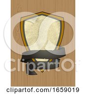 Poster, Art Print Of Wooden Shield And Material With Banner