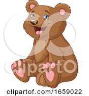 Poster, Art Print Of Cute Bear Cub With Heart Pads On His Feet