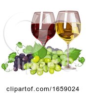 Poster, Art Print Of Wine Glasses And Grapes