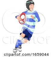 Poster, Art Print Of Vector Of Teenage Boy Playing Rugby