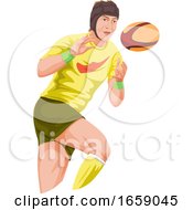 Poster, Art Print Of Vector Of Player Catching Football
