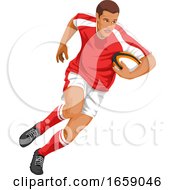Poster, Art Print Of Vector Of Rugby Player Running With Ball