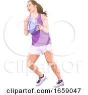 Poster, Art Print Of Vector Of Woman Playing Rugby Football