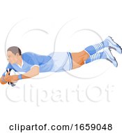 Poster, Art Print Of Vector Of Rugby Player Diving