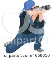 Poster, Art Print Of Vector Of Man Photographing With Slr Camera