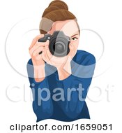 Poster, Art Print Of Vector Of Woman Photographing With Camera