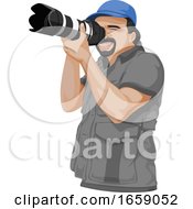 Poster, Art Print Of Vector Of Photographer Taking Picture With Slr Camera