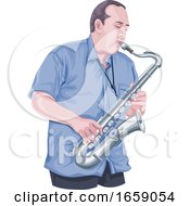 Poster, Art Print Of Vector Of Man Playing Saxophone