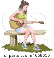 Poster, Art Print Of Vector Of Woman Playing Guitar