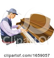 Poster, Art Print Of Vector Of Man Playing Piano