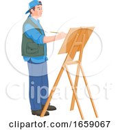 Vector Of Artist Painting On Canvas