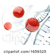 3D Medical Background With DNA Strands And Virus Cells