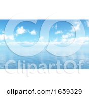 Poster, Art Print Of 3d Blue Ocean Landscape With Fluffy White Clouds