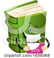 Poster, Art Print Of Cartoon Book Character Is Showing Discount Sign