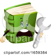 Poster, Art Print Of Cartoon Book Character Is Holding Wrench Tool