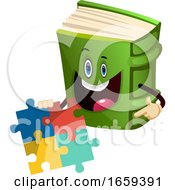 Cartoon Book Character Is Holding Puzzle by Morphart Creations