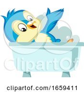 Poster, Art Print Of Blue Bird In The Bathtub