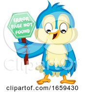 Poster, Art Print Of Blue Bird Holds A Error Page Not Found Sign