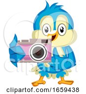 Poster, Art Print Of Blue Bird Holds A Camera