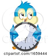 Poster, Art Print Of Blue Bird Holds A Clock