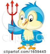 Poster, Art Print Of Blue Bird Is Holding A Trident