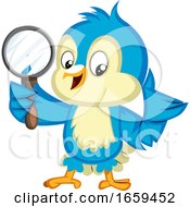 Poster, Art Print Of Blue Bird Is Holding A Magnifying Glass