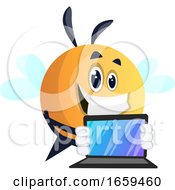 Bee Holding A Laptop Bee Playing On Laptop
