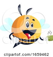 Poster, Art Print Of Bee Holding A Cup Bee Holding A Cup Of Coffee Be Holding A Cup Of Tea