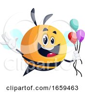 Poster, Art Print Of Bee Holding Balloons