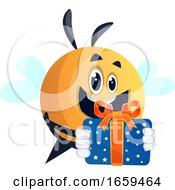 Happy Bee With A Present