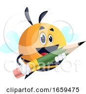 Bee Holding A Pencil