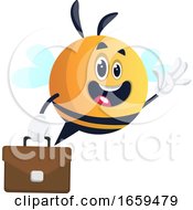 Bee Waving With Briefcase