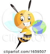 Poster, Art Print Of Bee Holding A Globe