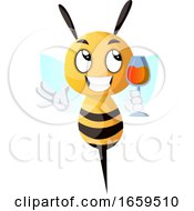 Poster, Art Print Of Bee Holding A Drink Bee Drinking Wine