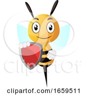 Poster, Art Print Of Bee Holding A Shield